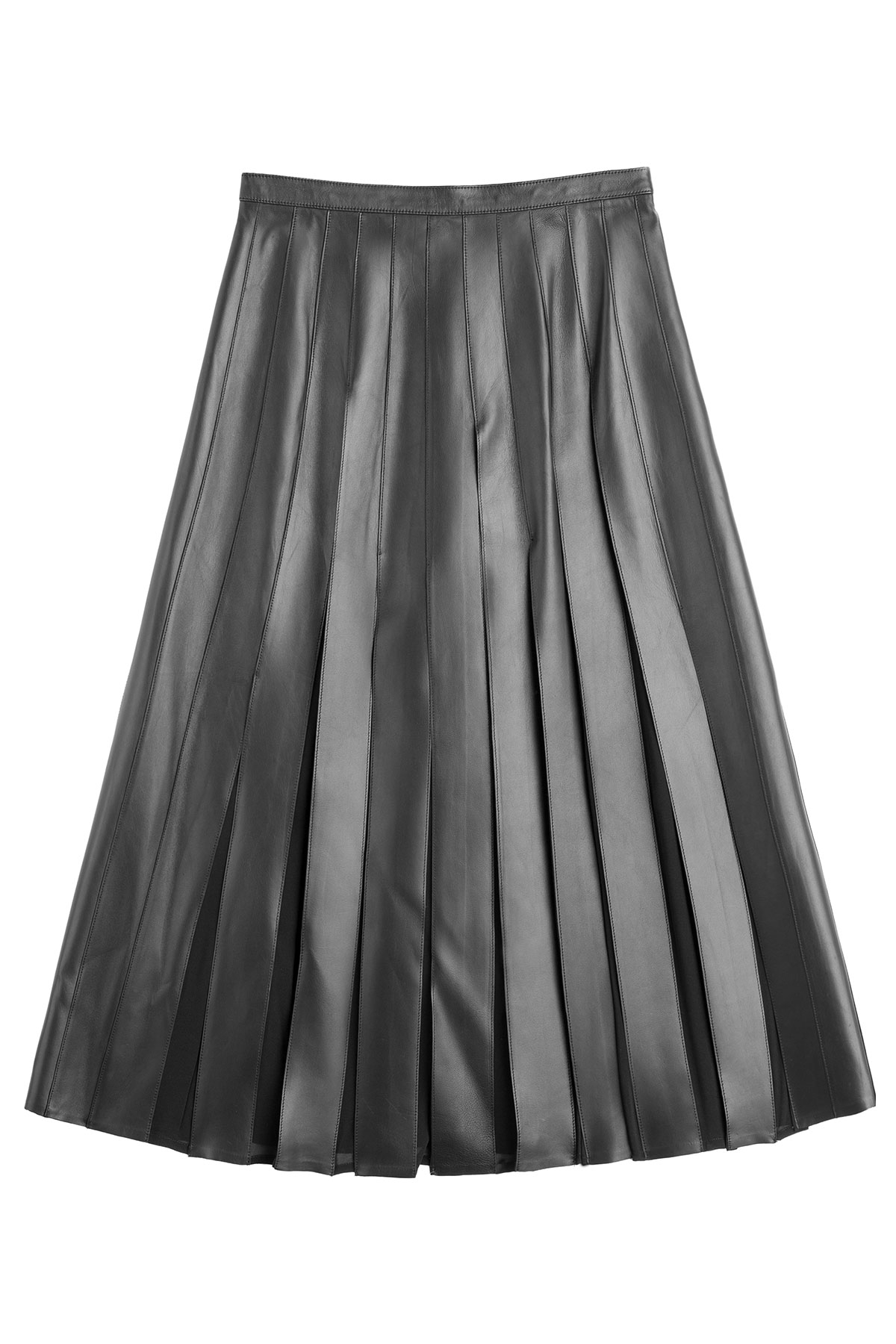 Lyst - Burberry Pleated Leather Skirt - Black in Black