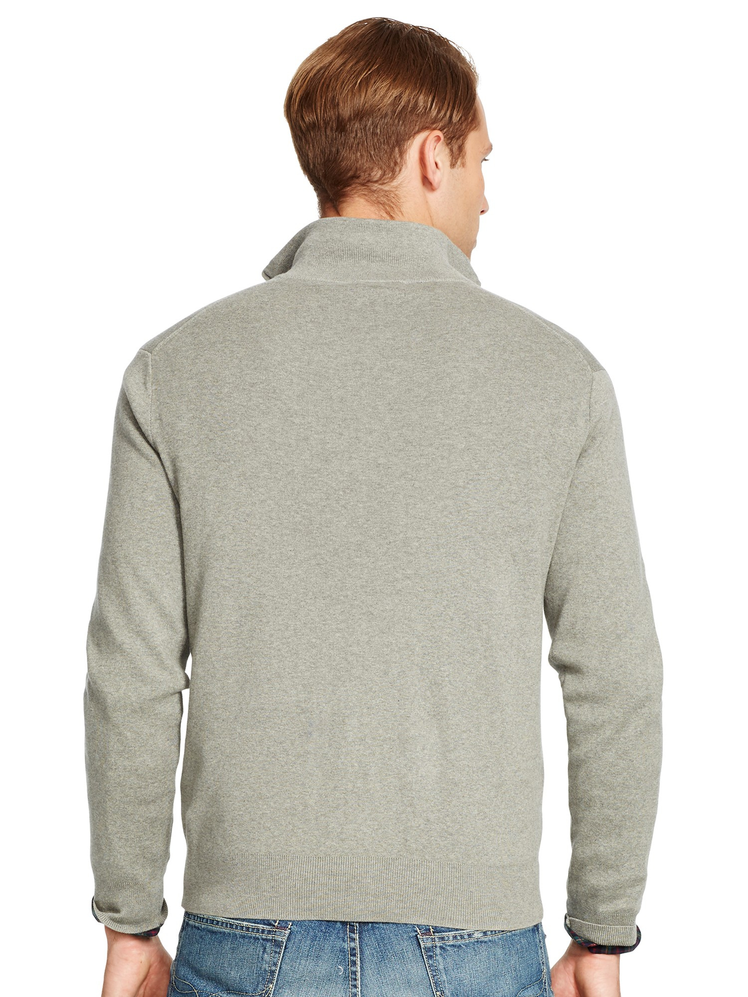 Polo Ralph Lauren Half Zip Mockneck Jumper in Gray for Men - Lyst