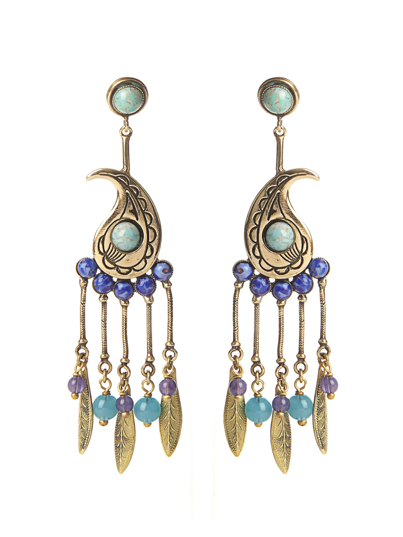 Lyst Etro Paisley Stone Embellished Earrings In Blue Gallery