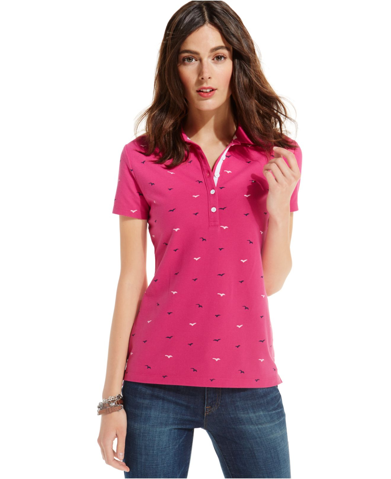 Tommy Hilfiger Embroidered-print Polo Shirt in Purple (Very Berry) | Lyst