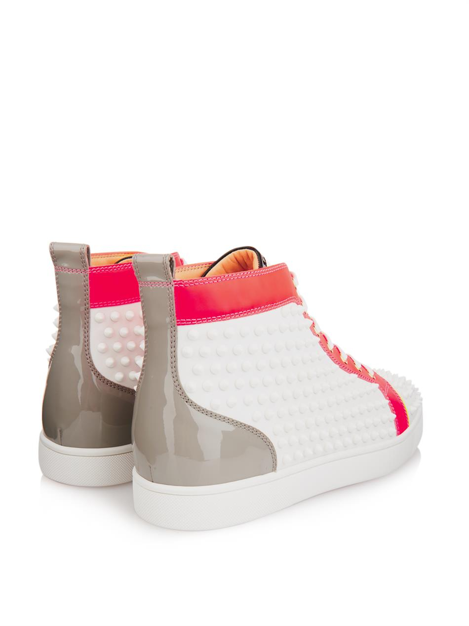 christian louboutin louis spikes women\u0026#39;s flat White Leather ...  