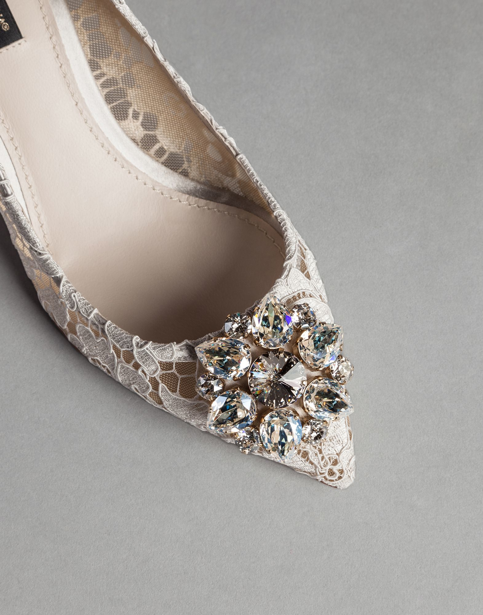 Lyst Dolce Gabbana Bellucci Embellished Lace Pumps In Natural Gallery