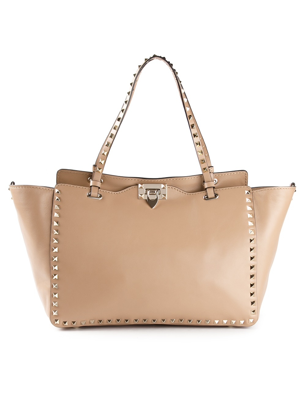 Lyst - Valentino Rockstud Large Trapeze Tote in Natural