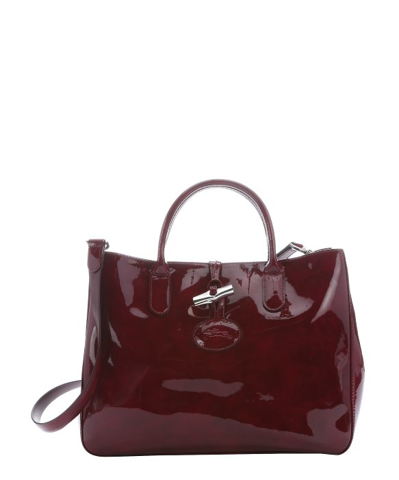 Lyst - Longchamp Maroon Patent Leather Convertible Tote Bag in Red