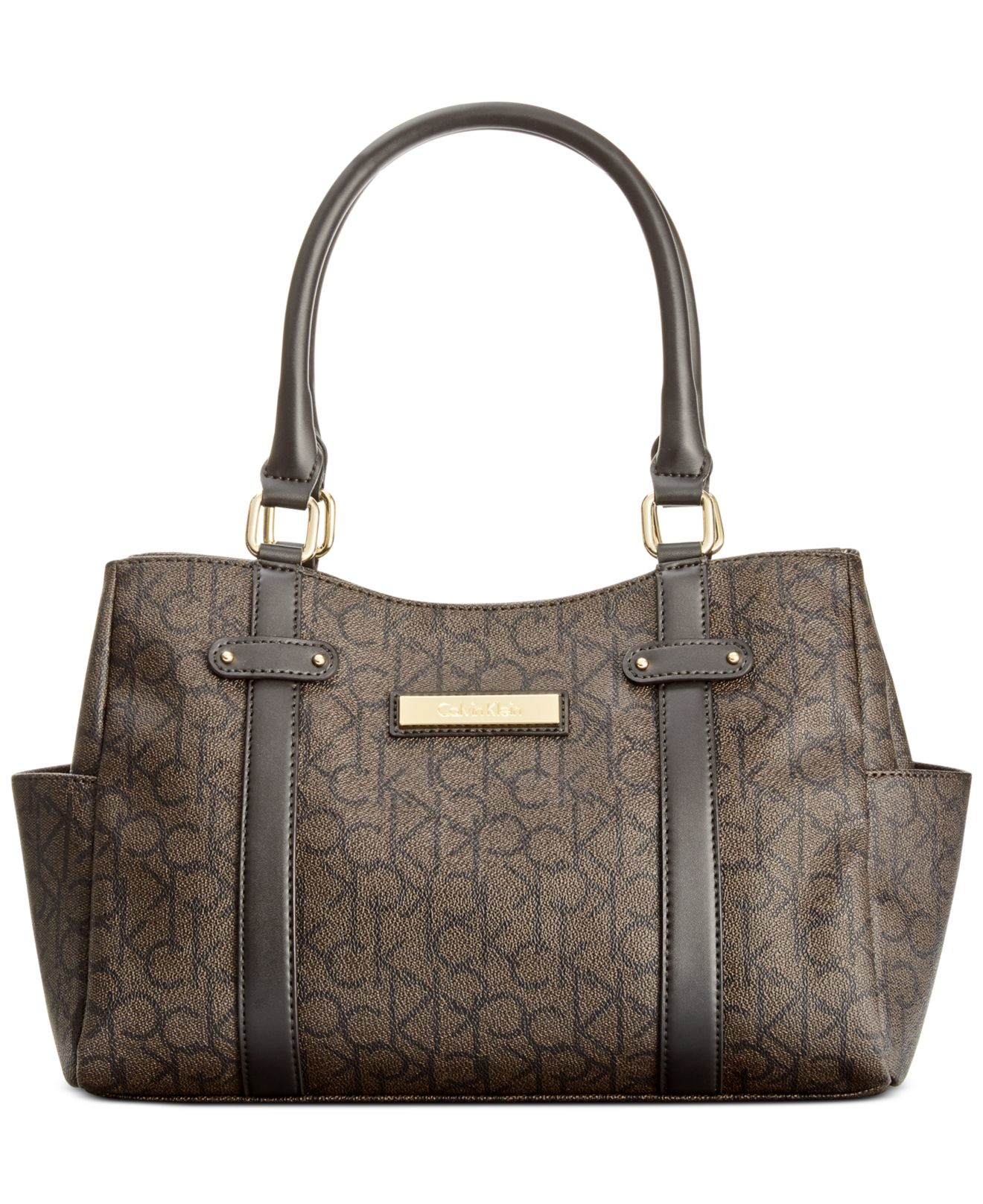 Calvin klein Hudson Ck Monogram Satchel in Brown | Lyst