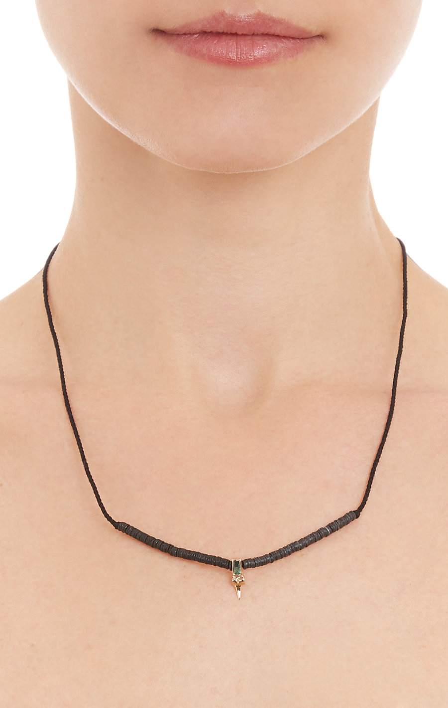 Dezso By Sara Beltran Emerald & Rose Gold Shark Tooth Pendant Necklace ...