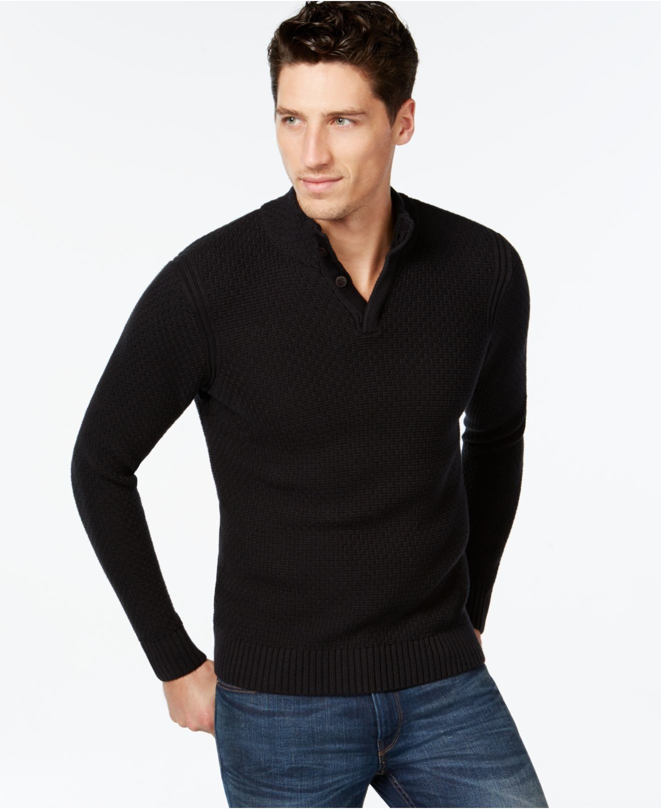 Vince camuto Mock-neck Sweater in Black for Men (Caviar) | Lyst