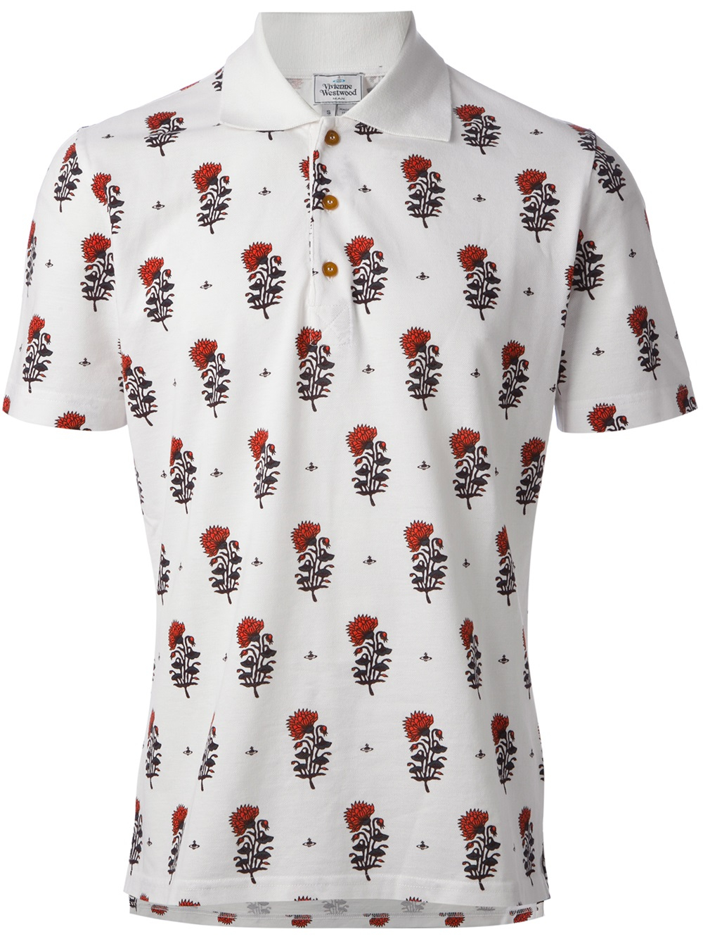 Vivienne westwood Floral Print Polo Shirt in White for Men | Lyst