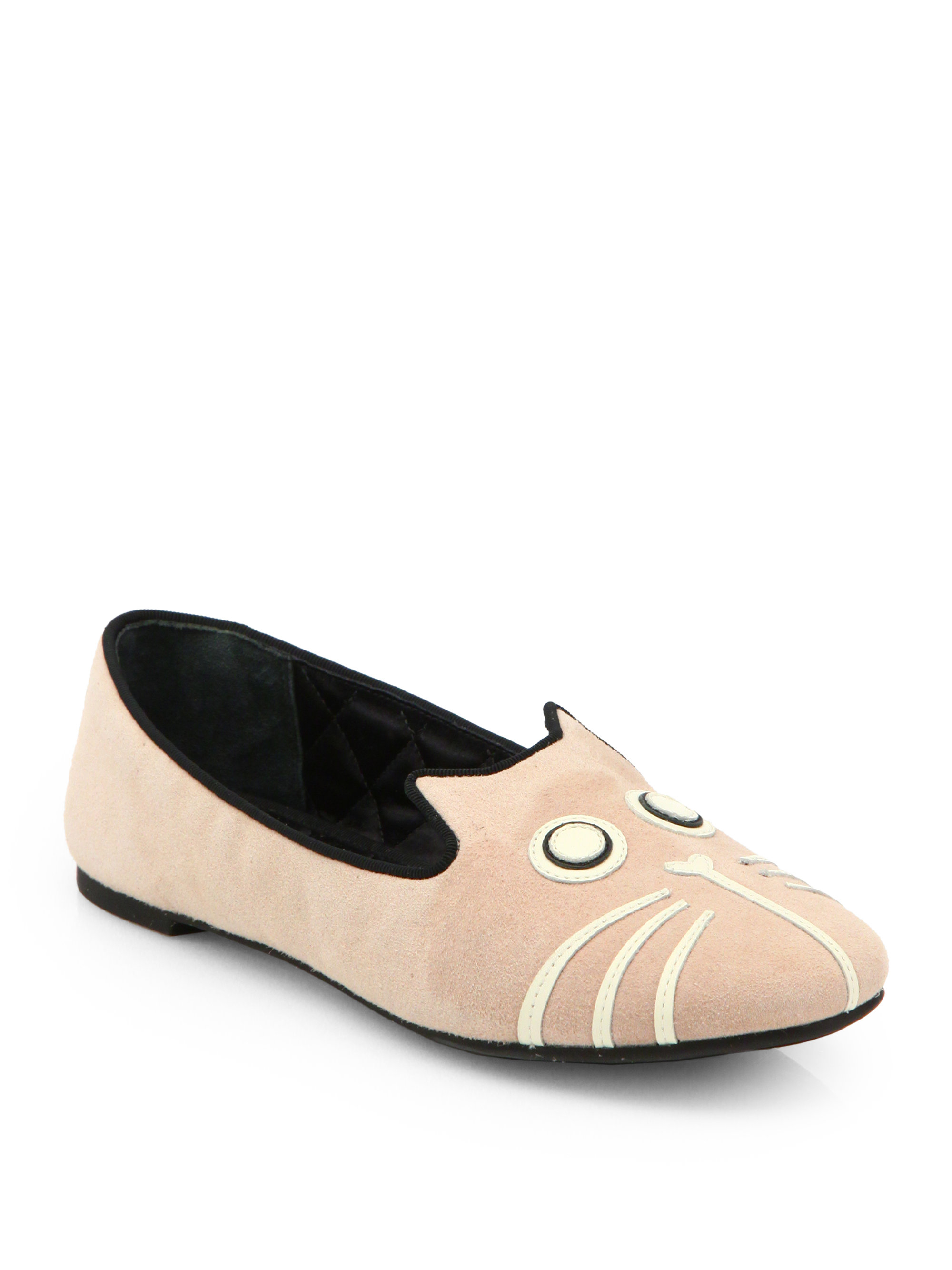 Marc By Marc Jacobs Suede Cat Smoking Slippers in Pink | Lyst