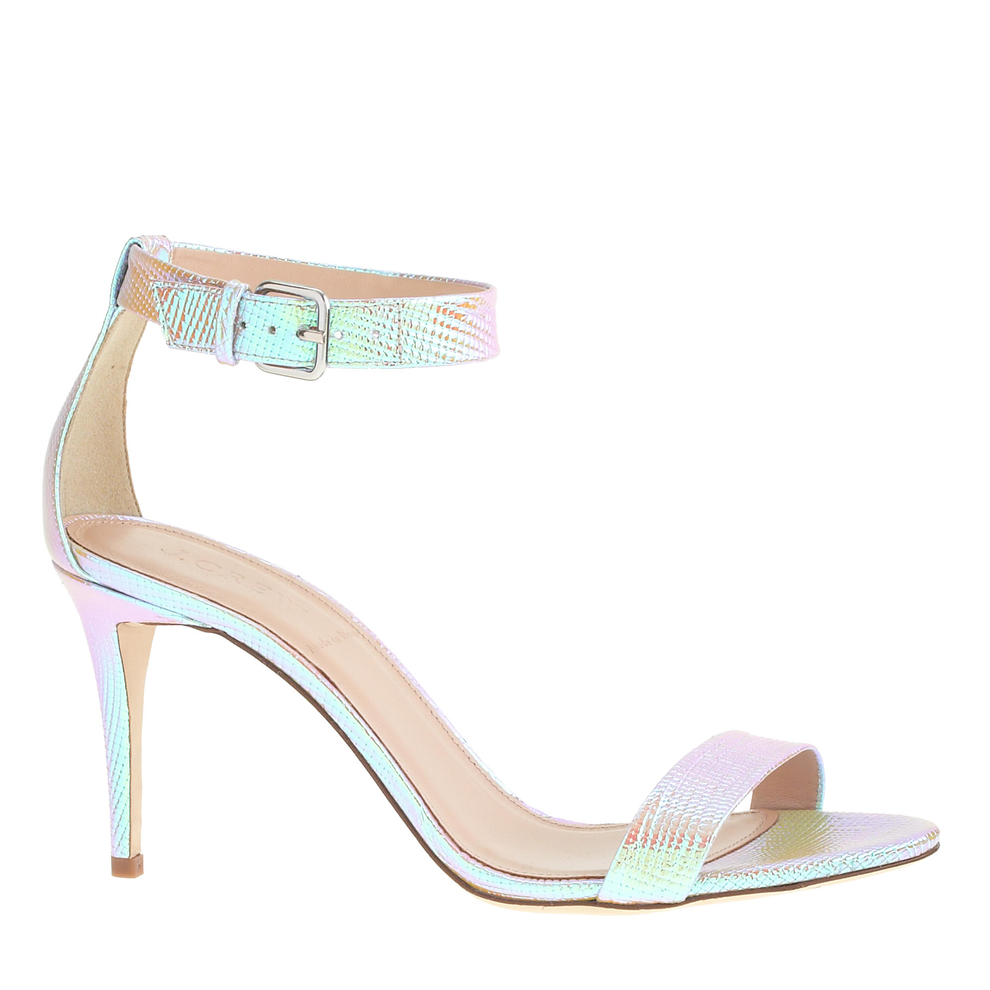 iridescent strappy sandals