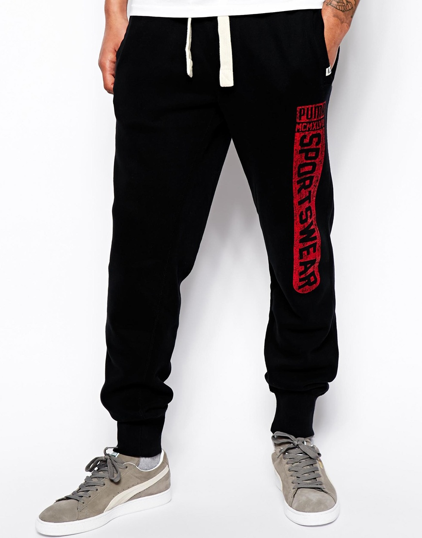 Lyst - Puma Sweatpants with Cuffed Ankle in Black for Men
