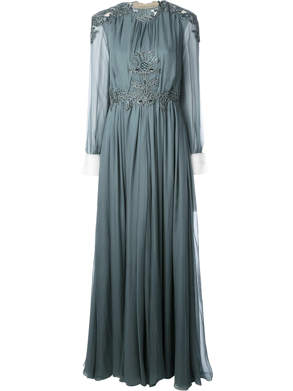 Valentino Embellished Maxi Dress in Grey (Gray) - Lyst