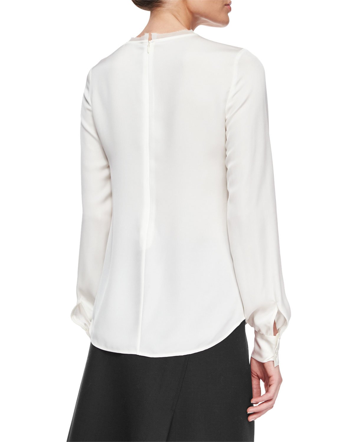 Lyst - Theory Eri Long-sleeve Silk Blouse in White