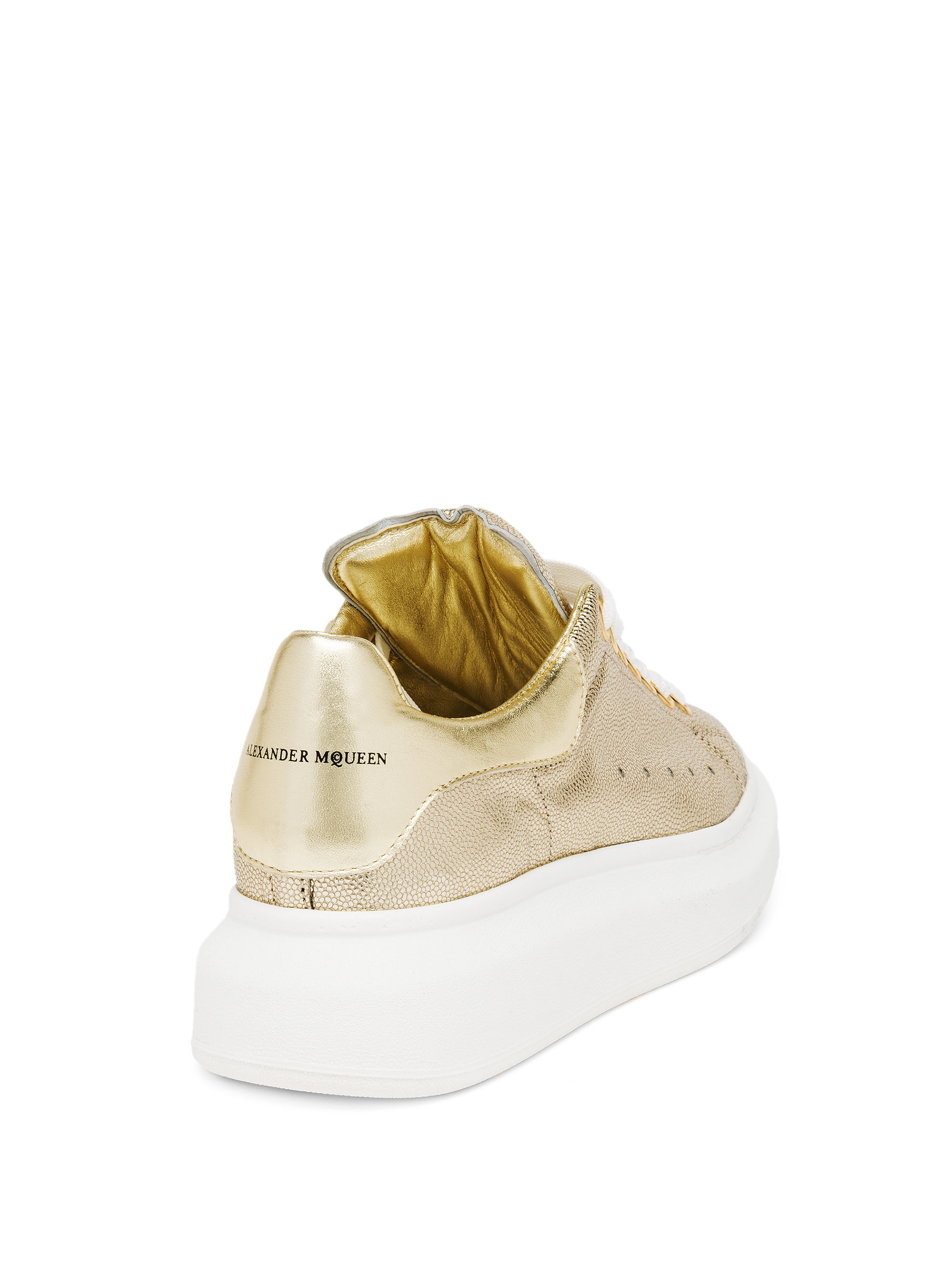 alexander mcqueen metallic leather sneakers