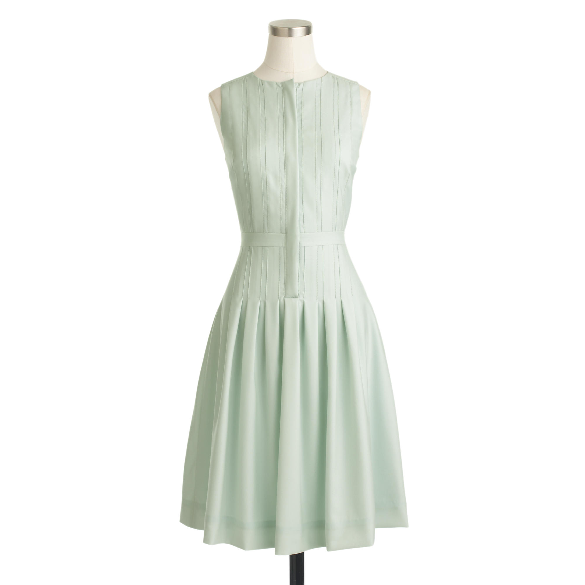 J Crew Pleated A Line Dress In Super 120s Wool In Green Lyst