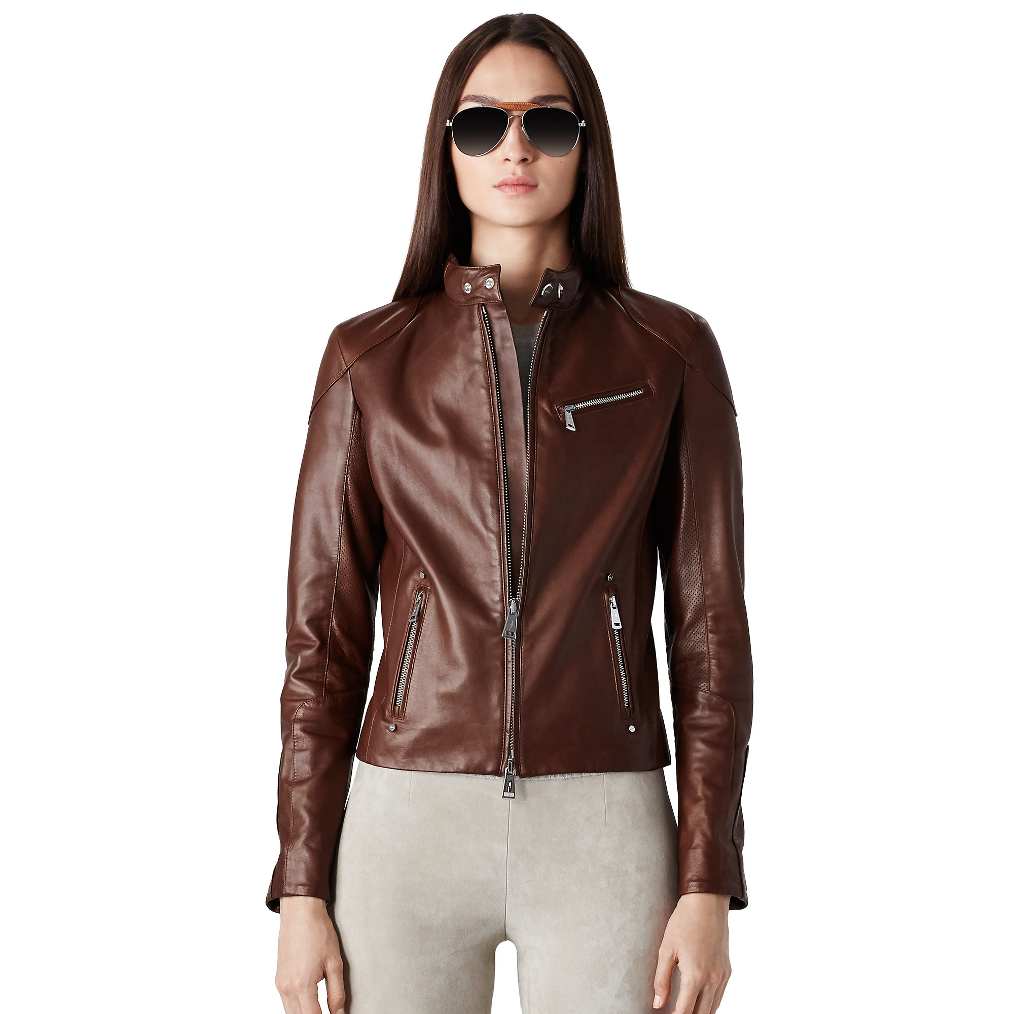 Lyst Ralph lauren black label Leather Moto Jacket in Brown