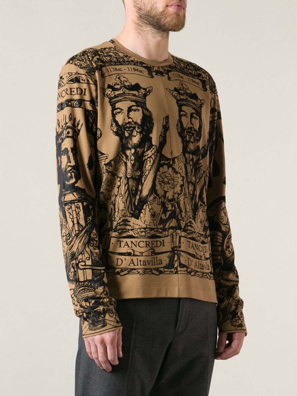 Dolce & gabbana Baroque King Print Tshirt in Brown for Men | Lyst