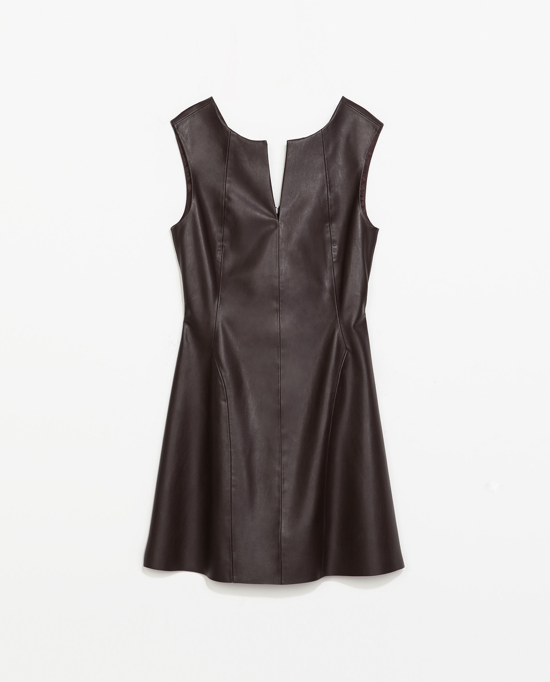Zara Seamed Faux Leather Dress in Brown Lyst