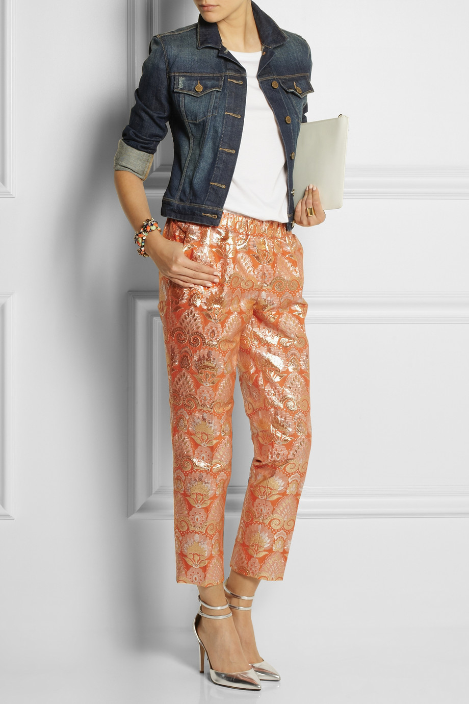 brocade pants zara