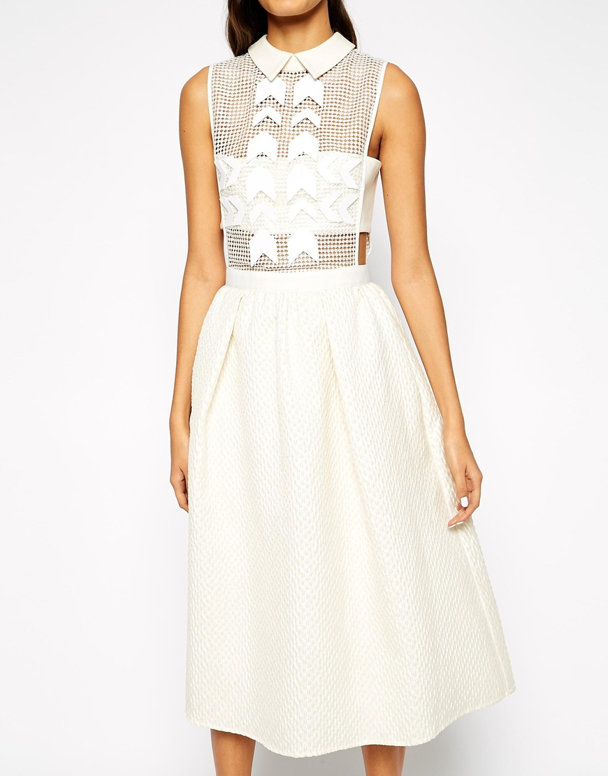 geometric white dress
