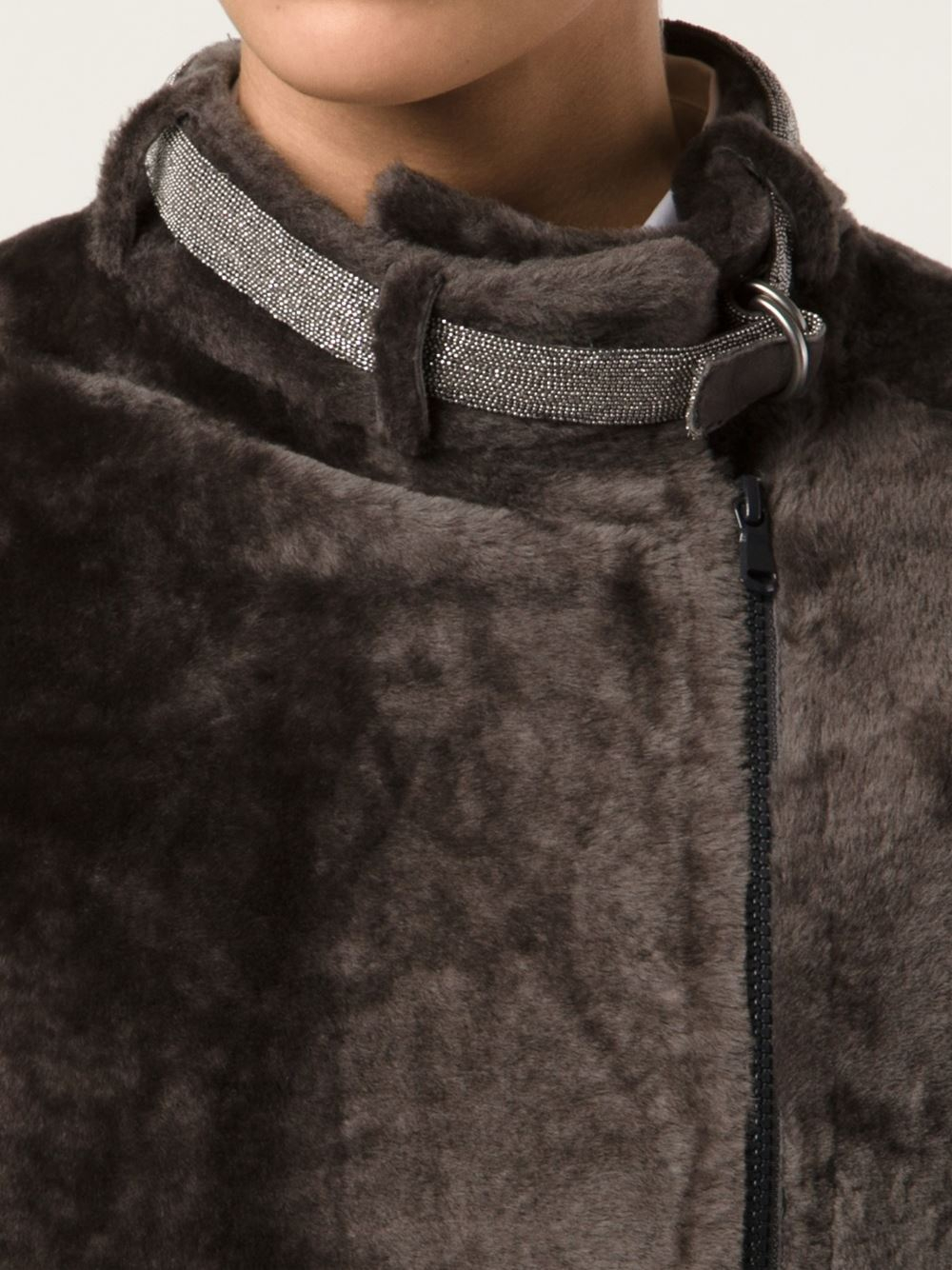 Lyst Brunello Cucinelli Shearling Long Coat in Brown