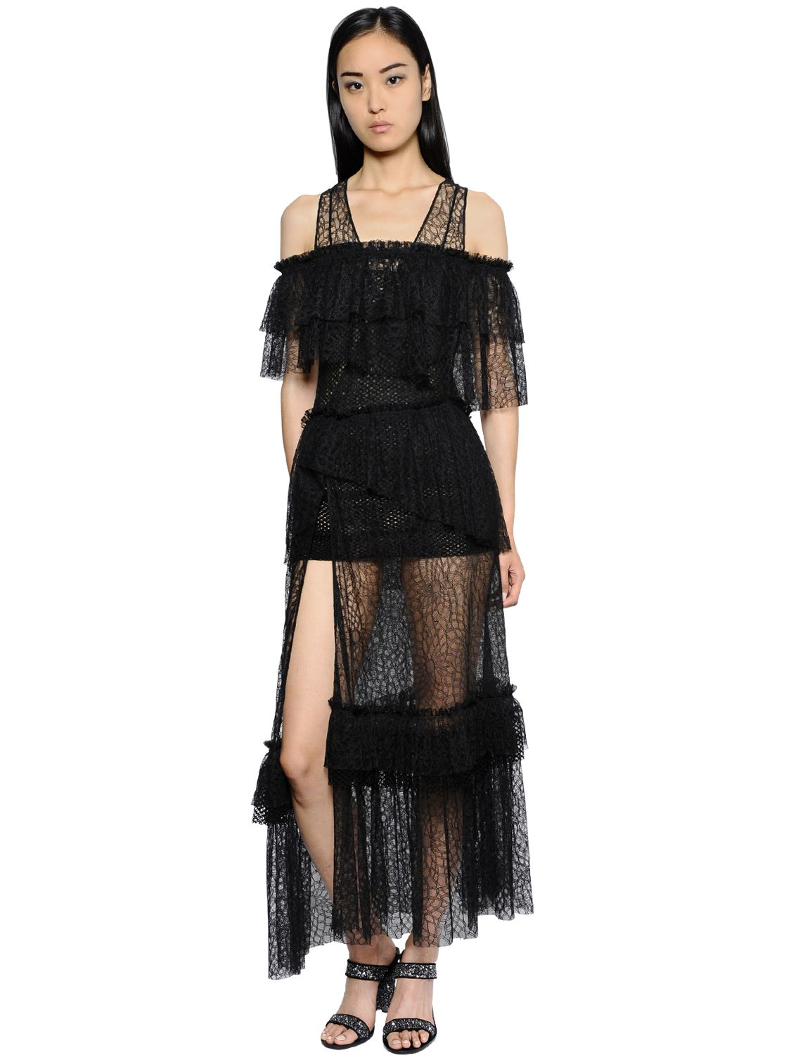 ruffle sheer dress