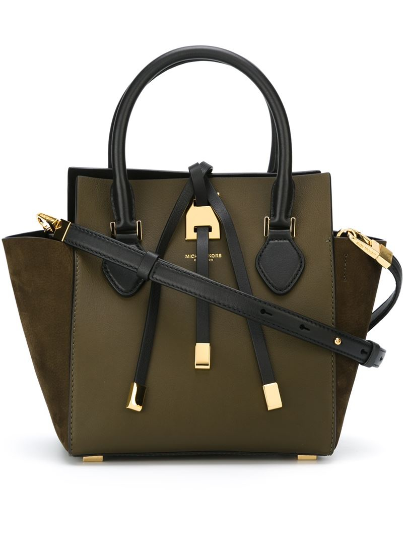 Lyst Michael Kors Small Miranda Tote In Green Gallery