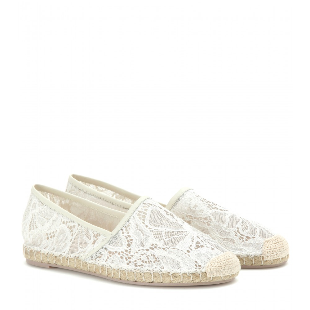 Lyst - Valentino Lace Espadrilles in White
