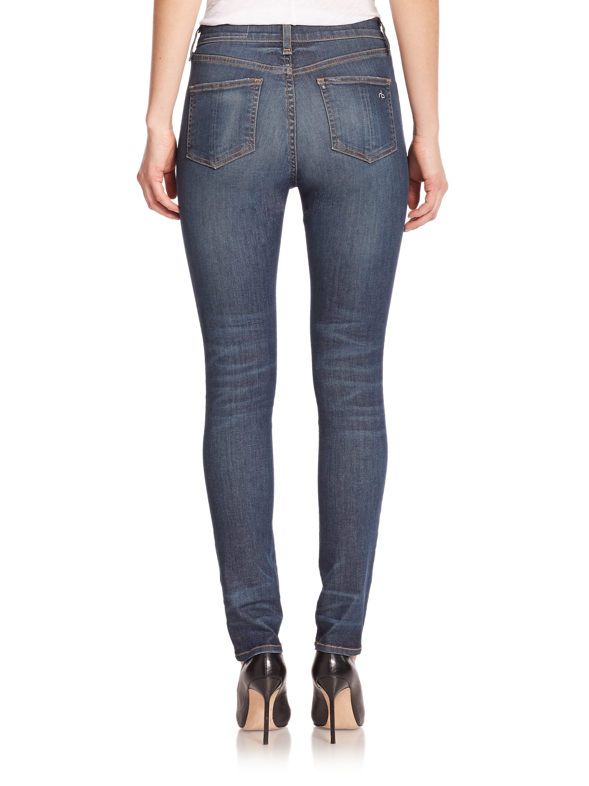 Lyst - Rag & Bone High-rise Slim-fit Skinny Jeans in Blue