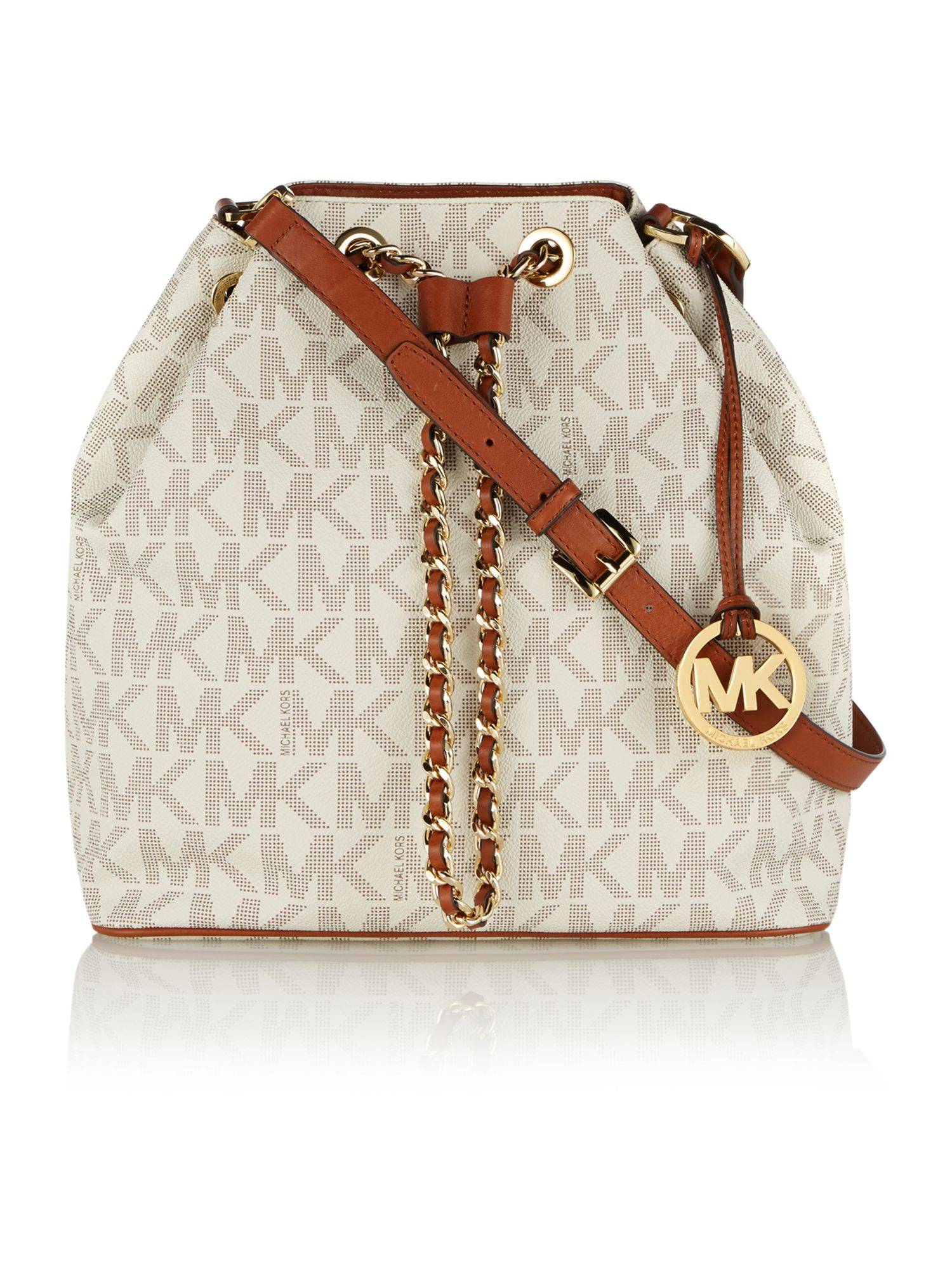 Michael kors Frankie Neutral Logo Chain Hobo Bag in Brown (Neutral) Lyst