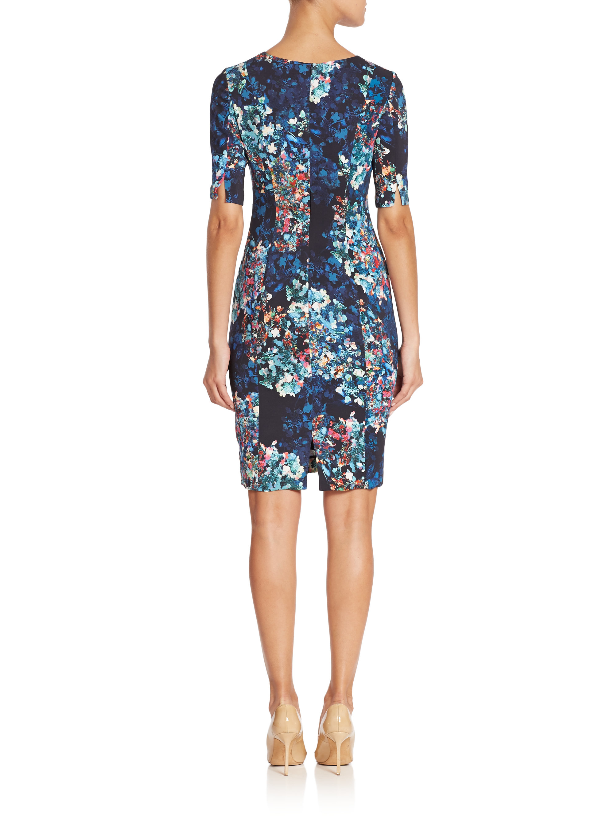 Lyst - L.K.Bennett Elbow Sleeve Floral-print Dress