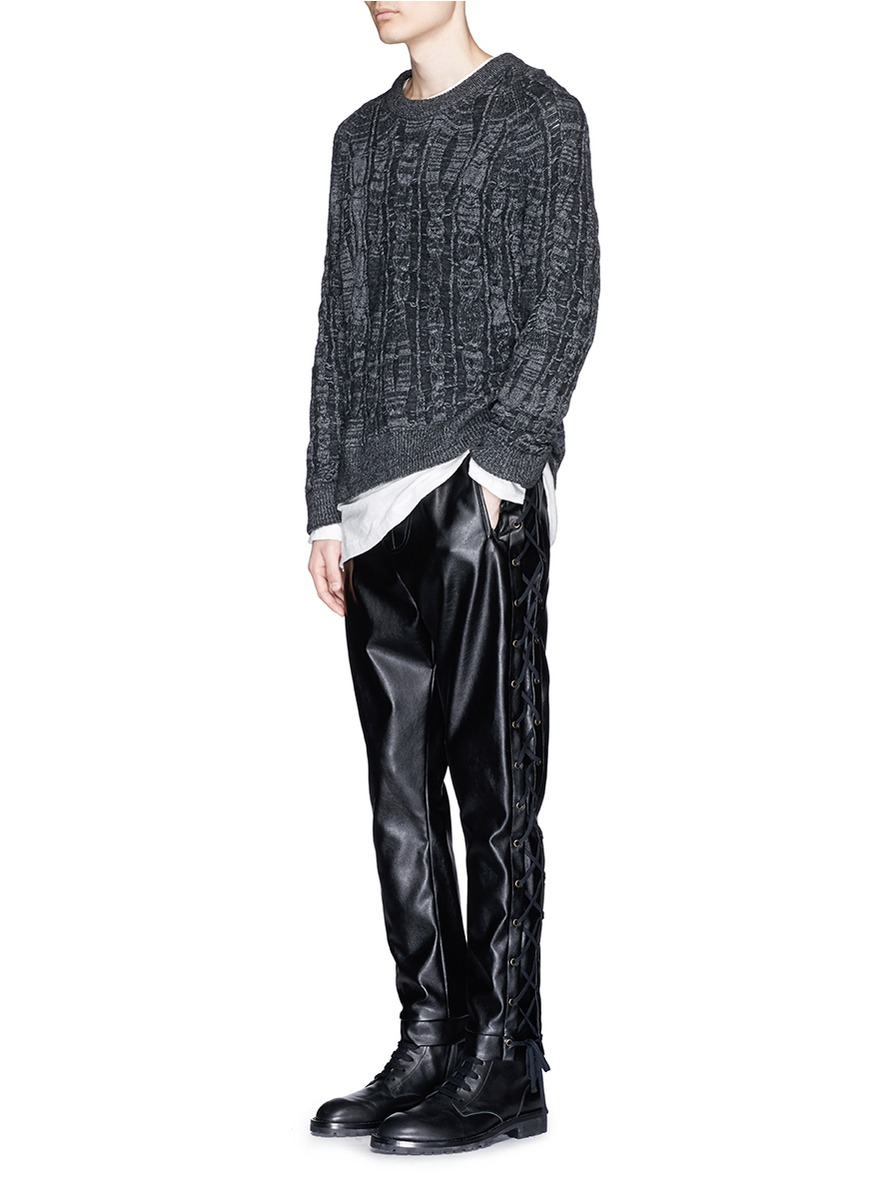 Faith connexion Lace-up Side Faux Leather Pants in Black for Men | Lyst