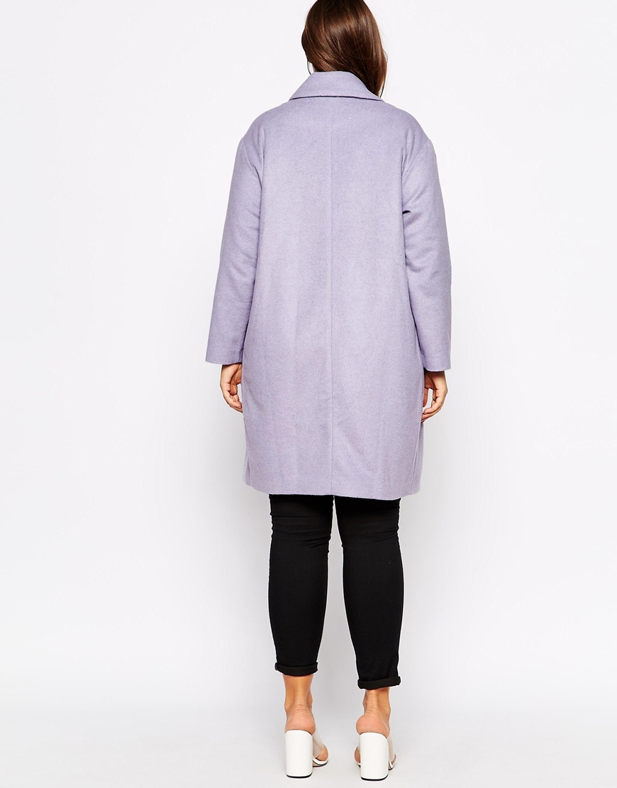 Asos Cocoon Duster Coat With Waterfall in Purple | Lyst