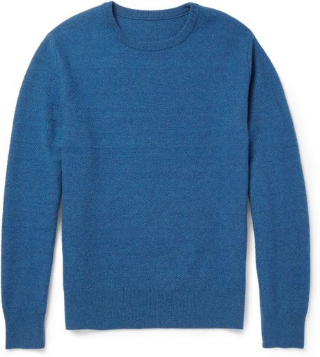The Elder Statesman Herringbone-Knit Cashmere Sweater in Blue for Men ...