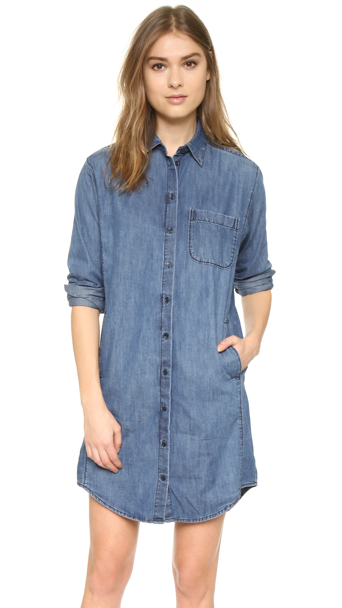  Madewell  Denim Cozy Shirtdress in Chambray Blue Lyst