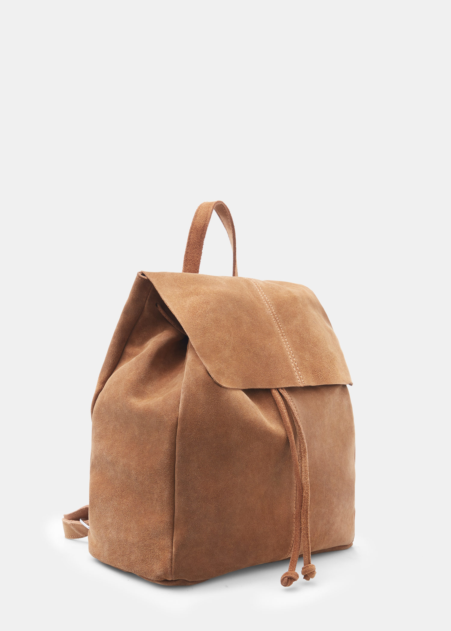 Mango Lapel Leather Backpack in Brown | Lyst
