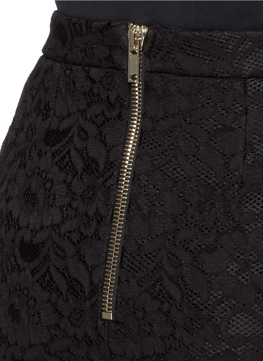 Lyst - Givenchy Bonded Lace Pencil Skirt in Black
