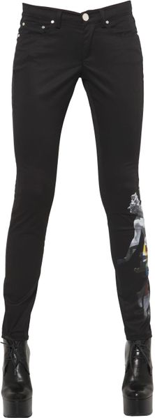 Frankie Morello Skinny Stretch Cotton Gabardine Jeans in Black | Lyst