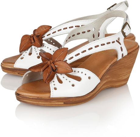 Lotus Treviso Wedge Sandals in White | Lyst