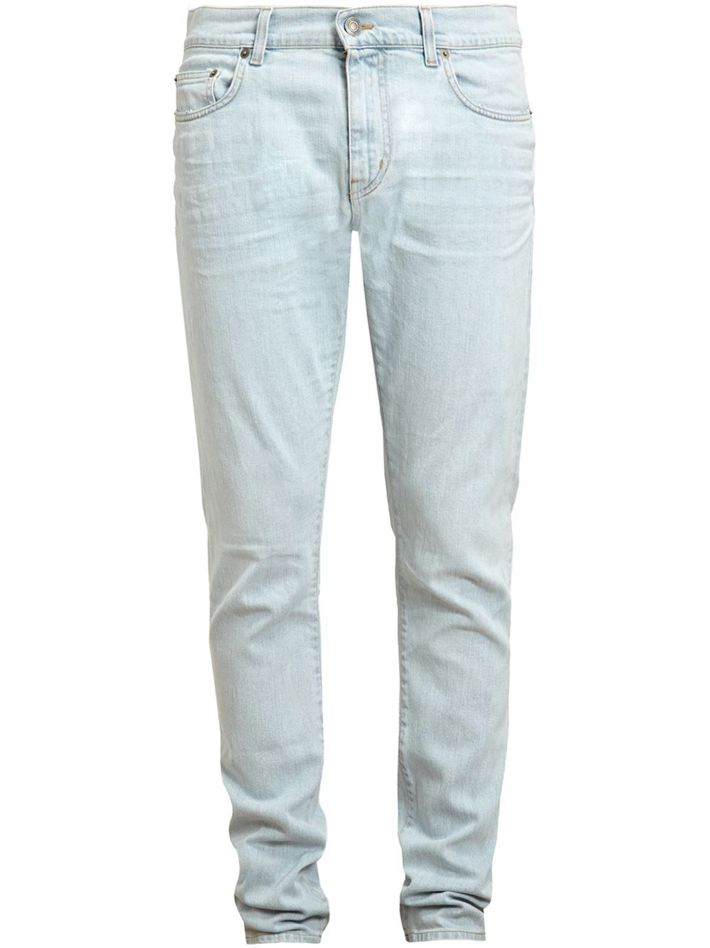 Lyst Saint Laurent Bleached Slim Fit Jeans in Blue for Men