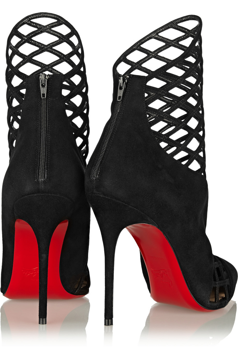 Christian louboutin Mrs Bouglione 100 Suede Ankle Boots in Black ...