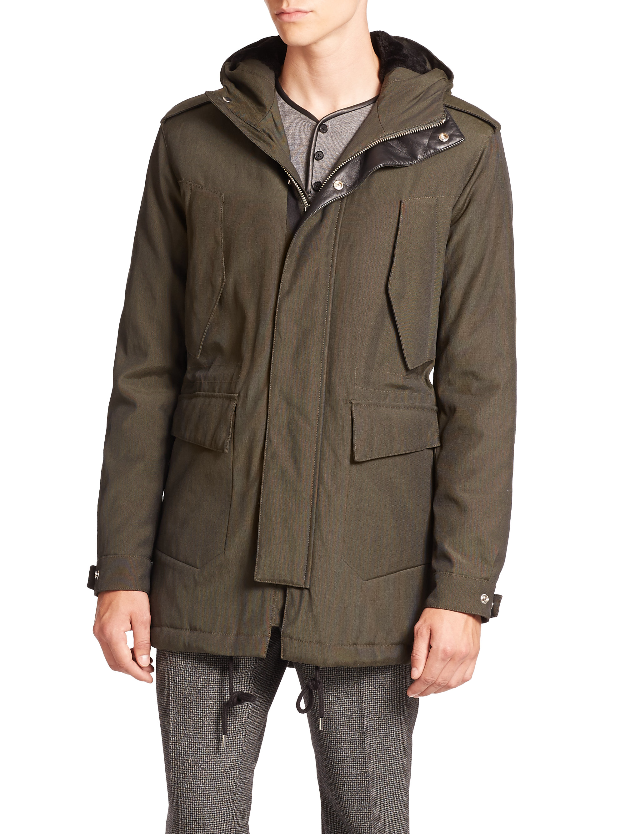 Lyst - The Kooples Fox Fur-trimmed Parka in Green for Men