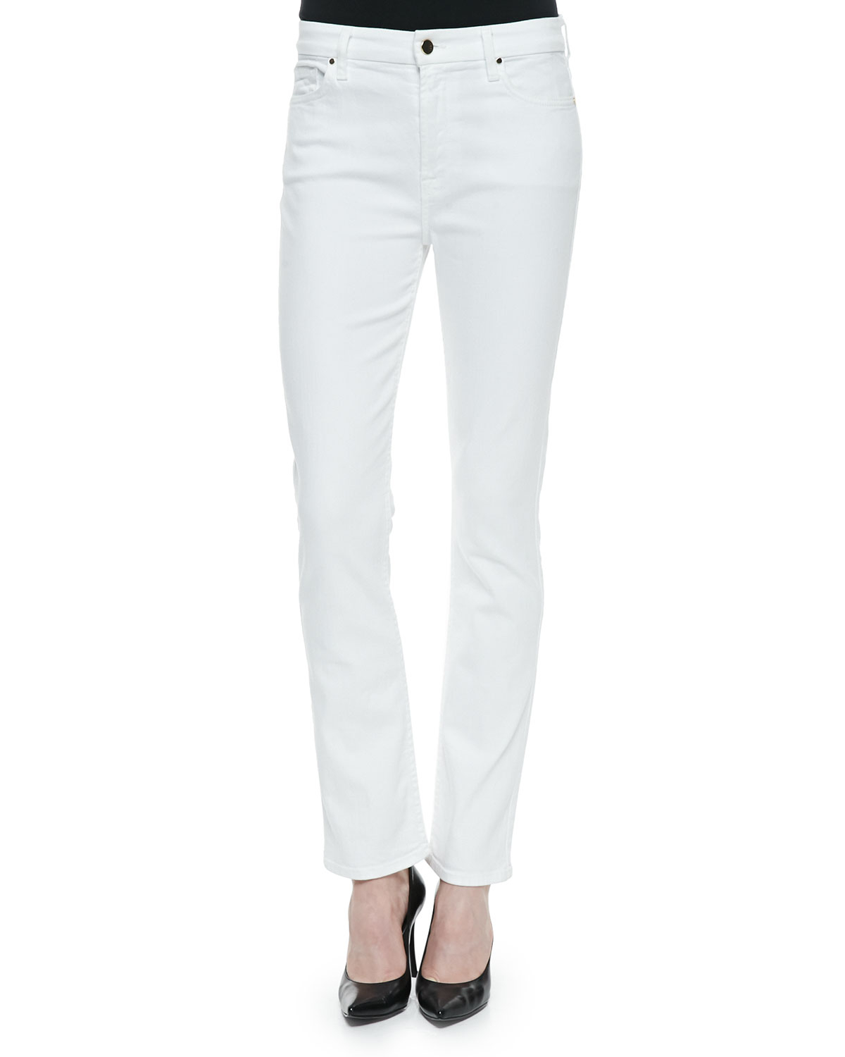 high rise slim straight jeans