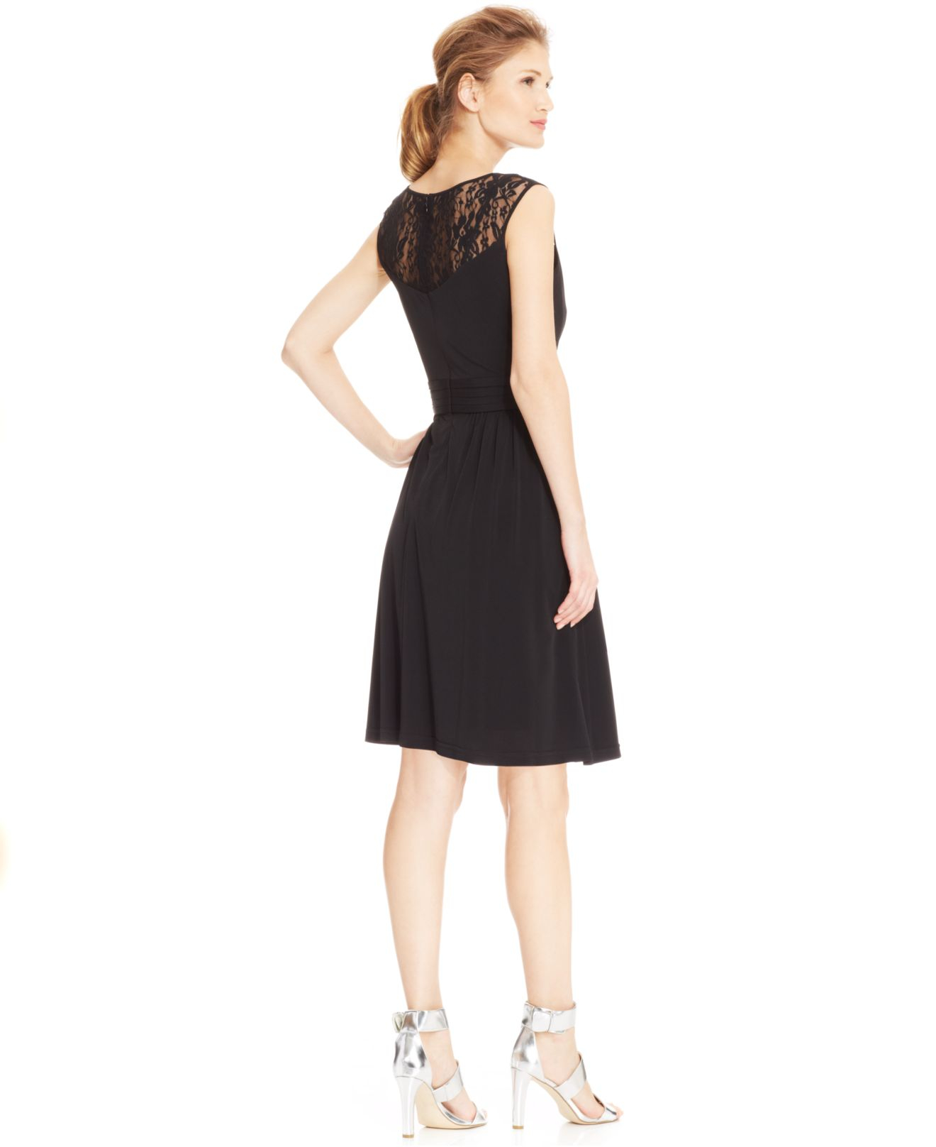 Lyst - Ellen Tracy Illusion-Lace Embellished Dress in Black