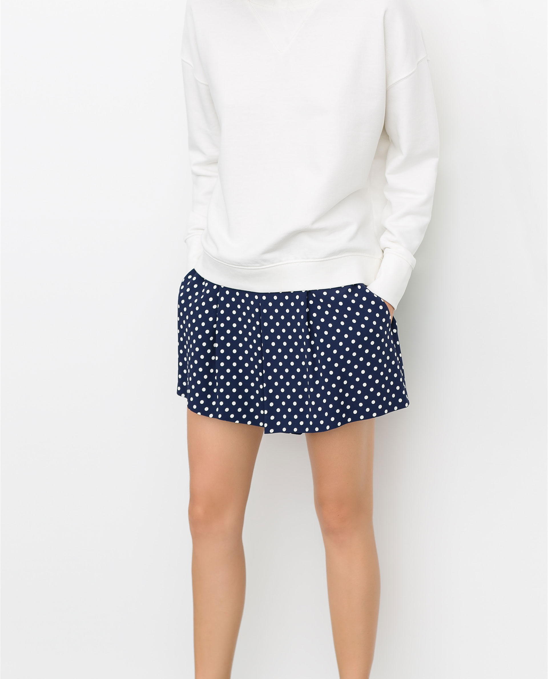 Zara Printed Polka Dot Shorts in Blue | Lyst