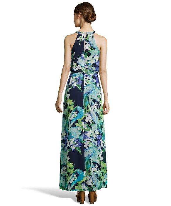 Image result for crepe print gown blue