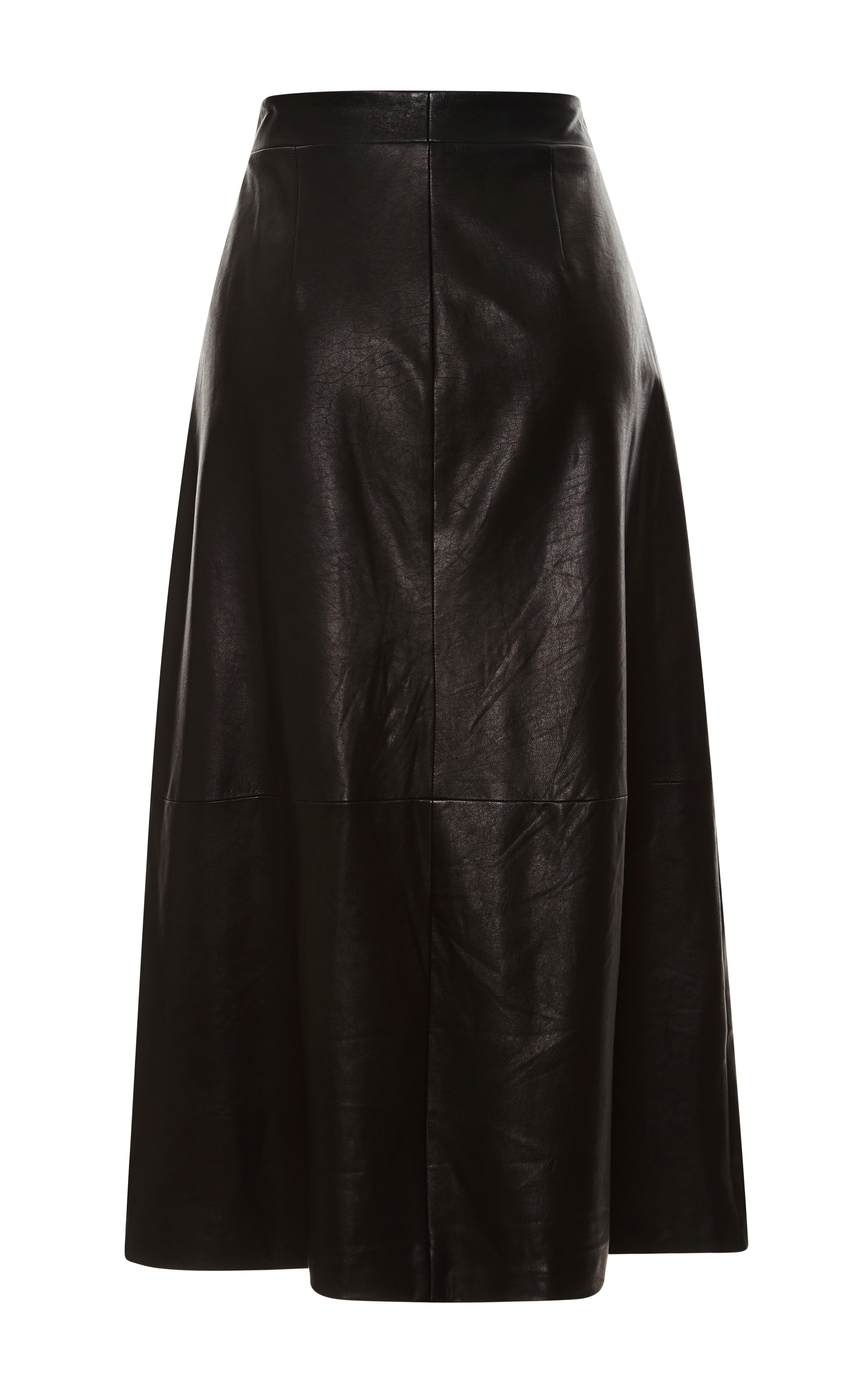Sea Leather Long Zip Skirt in Black | Lyst