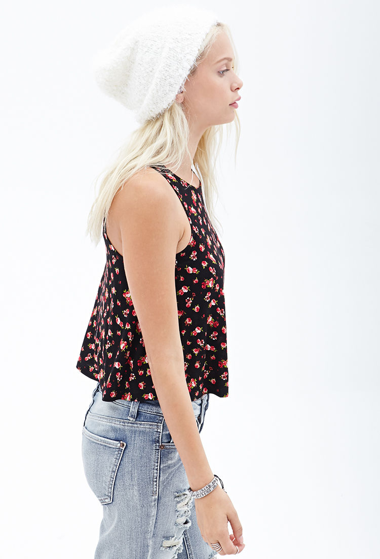 forever 21 black floral top