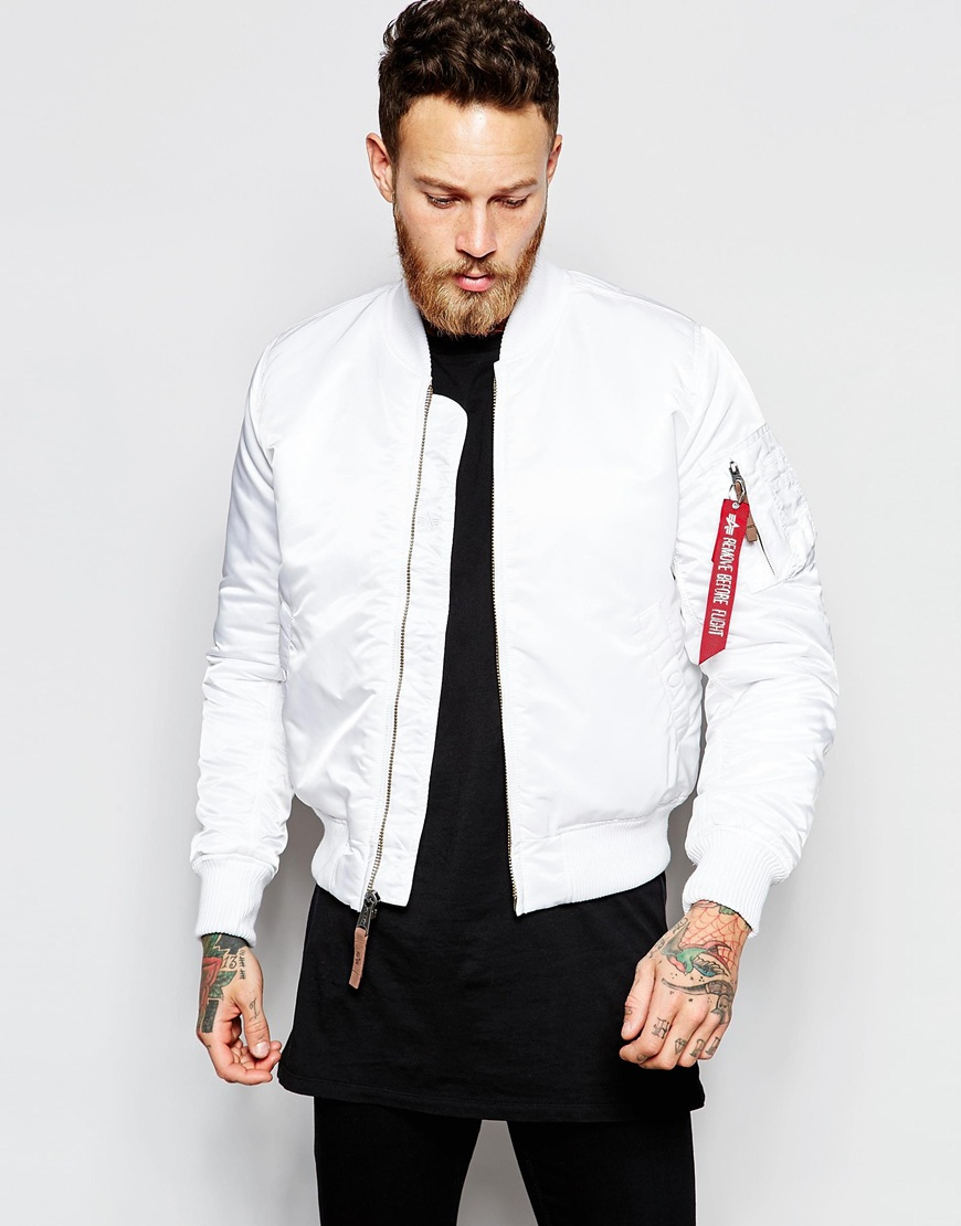 White Mens Bomber Jacket - JacketIn