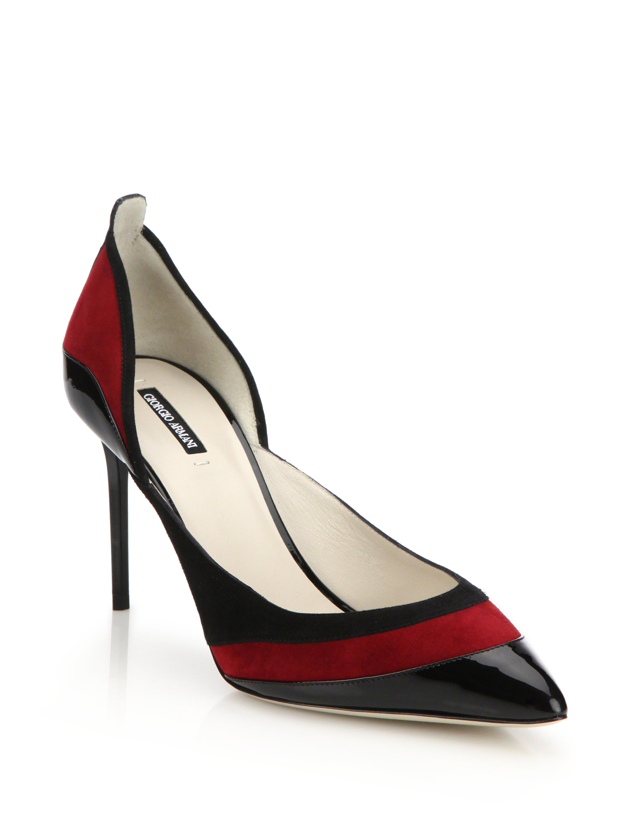 Lyst Armani Twotone Suede & Patent Leather Pumps in Black